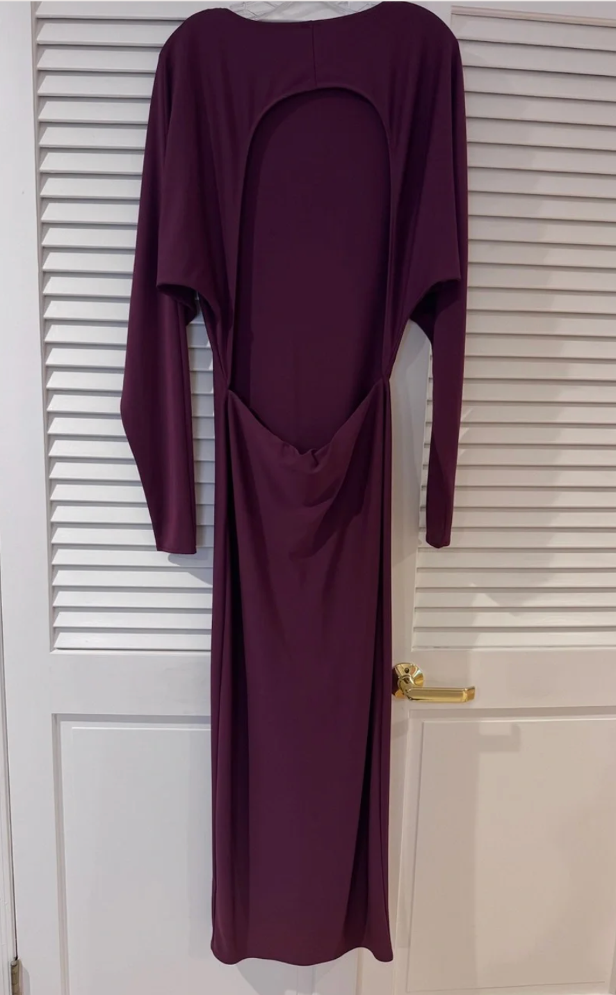 Helsa Matte Jersey Open Back Dress in Cabernet, Small – reclothe
