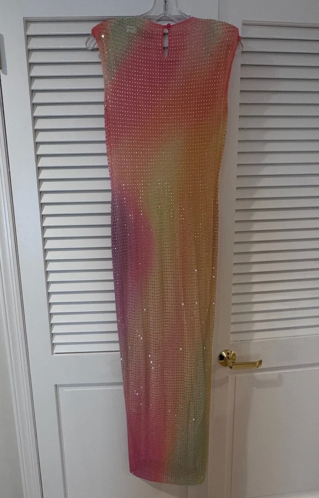 self portrait rainbow sequin dress Self Portrait Rainbow Rhinestone Dress by Self Portrait
