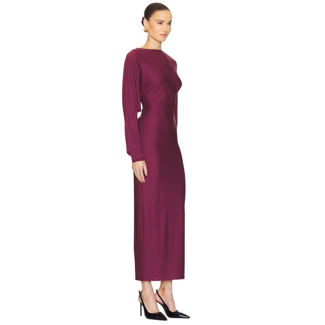 Helsa Matte Jersey Open Back Dress in Cabernet, Small – reclothe