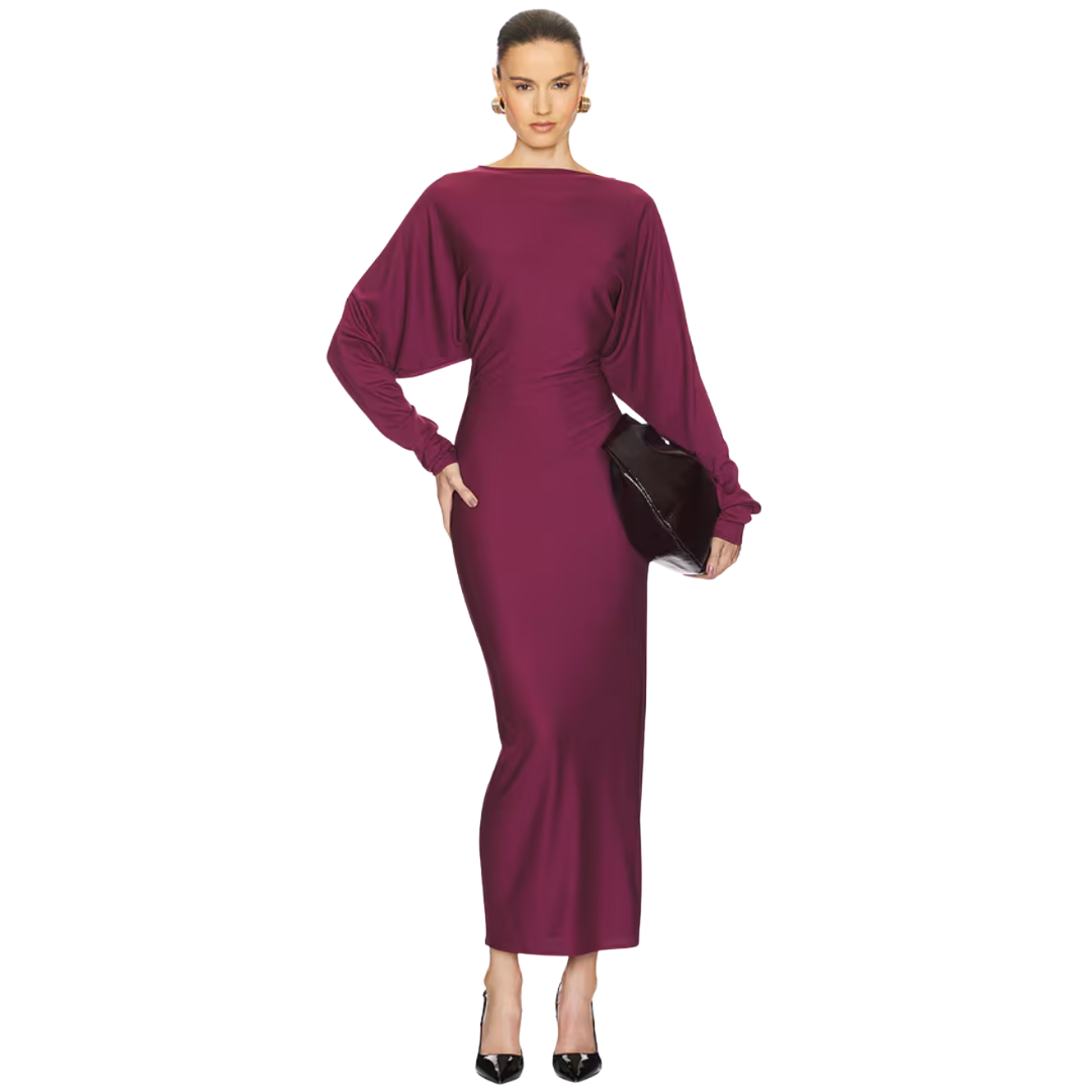 Helsa Matte Jersey Open Back Dress in Cabernet, Small reclothe. Helsa Matte Jersey Open Back Dress in Cabernet, Small reclothe.