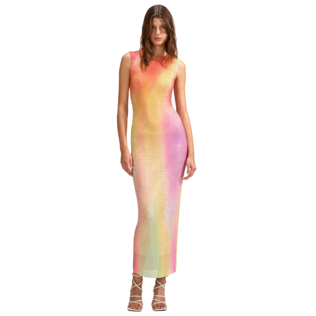 printed mesh rhinestone midi dress self portrait Self-Portrait Mesh Rhinestone Midi Dress, US 6 – reclothe